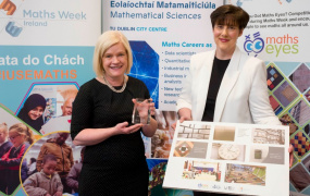Minister Norma Foley pictured with Dr Sheila Donegan of SETU & Maths Week with the EDNIP After-School award and entry