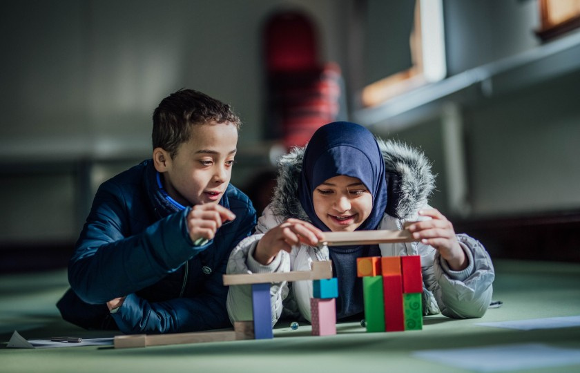 Two students playing at MIC as part of Engineers Week 2023