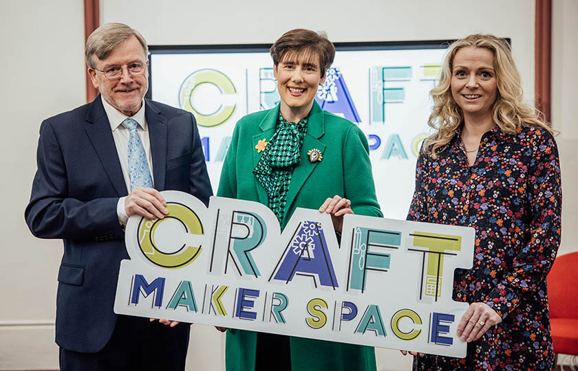 Minister Norma Foley pictured with Professor Eugene Wall (President of MIC) and Dr Maeve Liston (Director of Enterprise & Community Engagement)