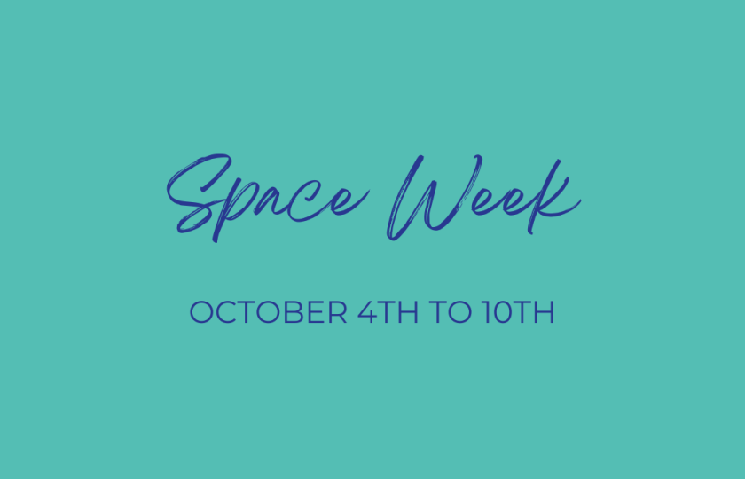 blue poster saying space week october 4th to 10th