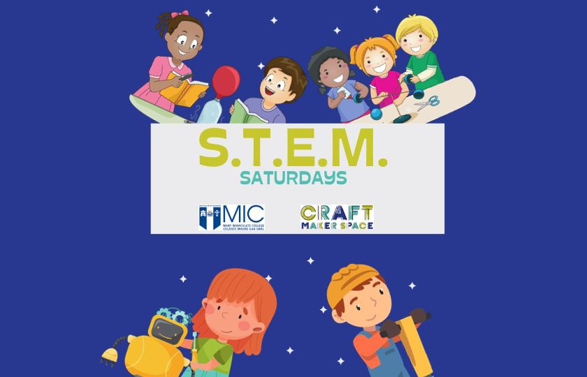 Cartoon style graphic for STEM Saturdays